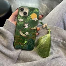 Vortex pattern High Mountain Auspicious Cloud Crane Phone Case For iPhone 17 16 Pro Max 15 14 13 12 11 XS XR X SE 7 8 Plus Cover