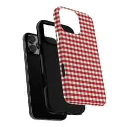 Retro Red Gingham Matte Tough Phone Case For Iphone 17 16 15 14 13 12 11 Pro Max 13Mini 12Mini XSMAX XR X 7 8 Plus