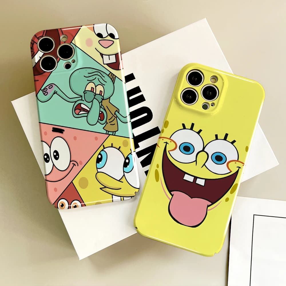 cartoon cute funny FACE S-SpongeBob Phone Case For Samsung S 24 25 23 22 Ultra Plus A 04E 5G HD Hard Cover Film Shell