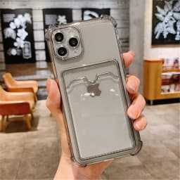 Card Bag Holder Clear Phone Case For iPhone 11 12 13 14 15 Pro Max XR X XS SE 2020 7 8 Plus Soft Shockproof Bumper Back Cover