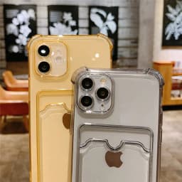Card Bag Holder Clear Phone Case For iPhone 11 12 13 14 15 Pro Max XR X XS SE 2020 7 8 Plus Soft Shockproof Bumper Back Cover