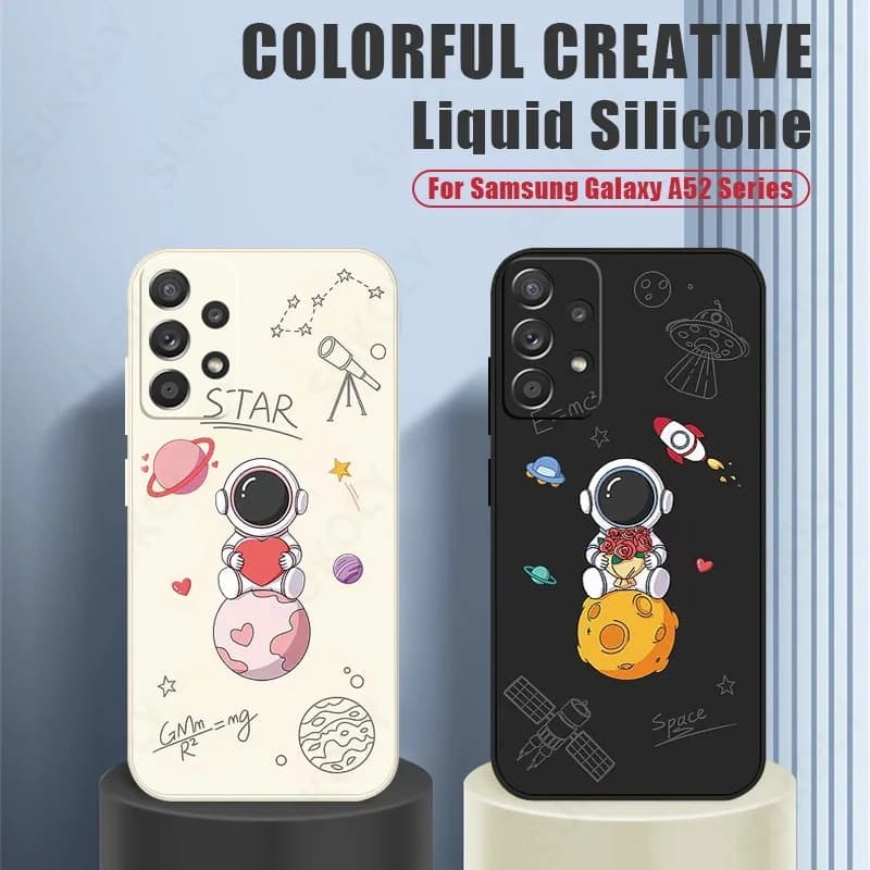 Cute Astronaut Case For Samsung Galaxy A57 A17 A37 A55 A35 A56 A15 A16 5G S26 S25 Ultra S24 S25 FE Silicone Soft Couple Cover