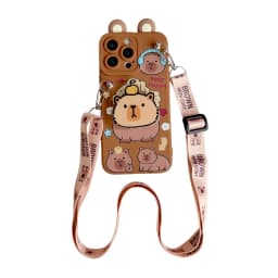 For Samsung Galaxy A17 A07 A16 A06 A26 A56 A04E A05 A05s A15 A25 A35 A55 Funny Capibala Case With Holder Rope