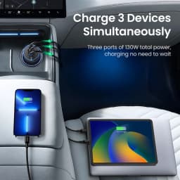 UGREEN 130W USB C Car Charger For Xiaomi iPhone 17 Samsung Galaxy S24 Laptops Tabet PD3.0 Fast Charging USB Type C Car Charger