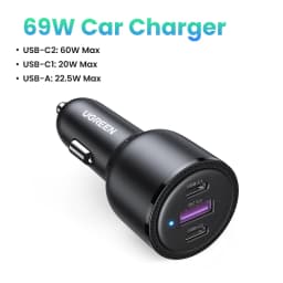 UGREEN 130W USB C Car Charger For Xiaomi iPhone 17 Samsung Galaxy S24 Laptops Tabet PD3.0 Fast Charging USB Type C Car Charger