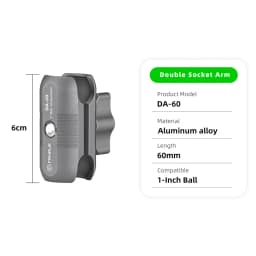 FANAUE Aluminum Alloy Double Socket Arm 25 MM/1 Inch Ball Head Holder Mount Clamp for Bicycle Motorcycle Camera for RAM MOUNTS