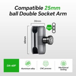 FANAUE Aluminum Alloy Double Socket Arm 25 MM/1 Inch Ball Head Holder Mount Clamp for Bicycle Motorcycle Camera for RAM MOUNTS