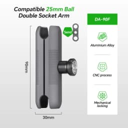 FANAUE Aluminum Alloy Double Socket Arm 25 MM/1 Inch Ball Head Holder Mount Clamp for Bicycle Motorcycle Camera for RAM MOUNTS