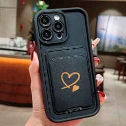 Luxuly Love Heart Insert Card Bag Silicone Soft Phone Case For iPhone 17 16 15 14 13 12 11 Pro Max 7 8 Plus 16E 17Air Soft Cover