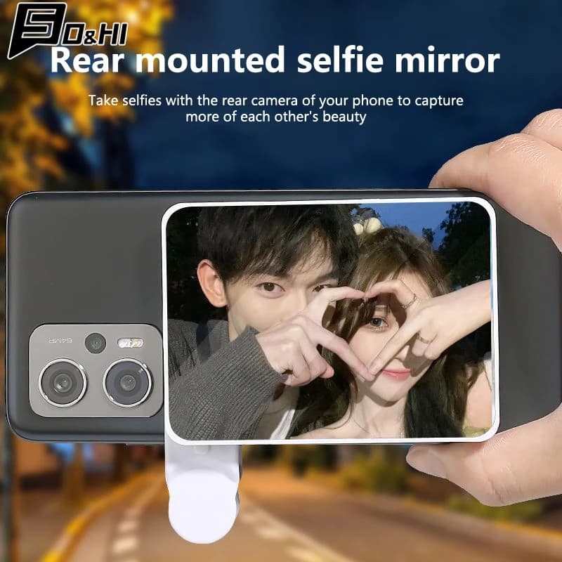 Adjustable Sky Mirror 2-in-1 Phone Rear Selfie Mirror Clip Outdoor Travel Phone  Reflector Supplies