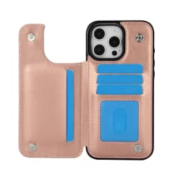 For iPhone 16 15 14 Plus 13 12 Mini 11 Pro Max PU Leather Case Kickstand Card Holder, Double Magnetic Clasp and Durable Shockpro