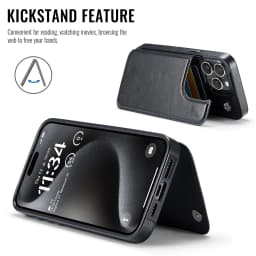 For iPhone 16 15 14 Plus 13 12 Mini 11 Pro Max PU Leather Case Kickstand Card Holder, Double Magnetic Clasp and Durable Shockpro