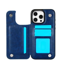 For iPhone 16 15 14 Plus 13 12 Mini 11 Pro Max PU Leather Case Kickstand Card Holder, Double Magnetic Clasp and Durable Shockpro