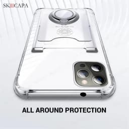 Shockproof Airbag Ring Holder Clear Phone Case for iPhone 16 Pro Max 16 Plus 15 14 13 12 11Pro 16E Card Slot Stand Soft Cover