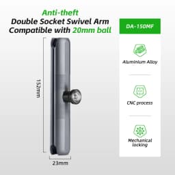 FANAUE Aluminum Alloy Double Socket Arm for 20mm Ball Head Base Adapter for Gopro insta360 Bike Motorcycle Camera Extension Arm