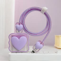 Blue Flower Charger Cable Protector For iPhone15 14 13 18W20W Charger Protector 2024 New Cute Data Line Spiral Winder Protective