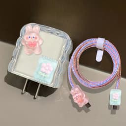 Blue Flower Charger Cable Protector For iPhone15 14 13 18W20W Charger Protector 2024 New Cute Data Line Spiral Winder Protective