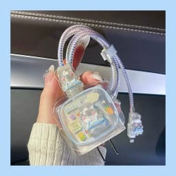 Blue Flower Charger Cable Protector For iPhone15 14 13 18W20W Charger Protector 2024 New Cute Data Line Spiral Winder Protective