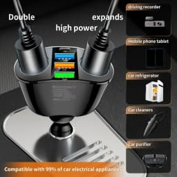 66W 4 Ports Car Charger Fast Charging USB Type C Car Phone Charger For iPhone Xiaomi Samsung Car Cigarette Lighter Power Adapter