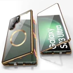 Metal Magnetic Double Sided Snap Lock Magsafe Case For Samsung Galaxy S26 S25 S24 S23 FE S22 Ultra Lens Protection Glass Cover