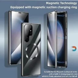 Metal Magnetic Double Sided Snap Lock Magsafe Case For Samsung Galaxy S26 S25 S24 S23 FE S22 Ultra Lens Protection Glass Cover