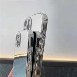 Luxury Glossy Plating Gold Silver Mirror Plain Phone Case for iPhone 16 15 14 13 12 11 Pro Max 15 14 16 Plus Back Cover Coques