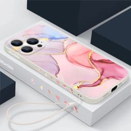 Colorful Marble Case For iPhone 15 Pro Max Coque iPhone 14 13 12 18 Pro Max 11 16 16E 17 Luxury Shockproof Lanyard Case Cover