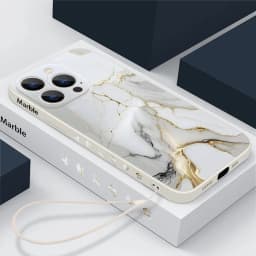 Colorful Marble Case For iPhone 15 Pro Max Coque iPhone 14 13 12 18 Pro Max 11 16 16E 17 Luxury Shockproof Lanyard Case Cover