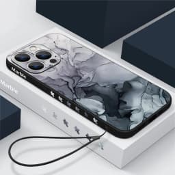 Colorful Marble Case For iPhone 15 Pro Max Coque iPhone 14 13 12 18 Pro Max 11 16 16E 17 Luxury Shockproof Lanyard Case Cover