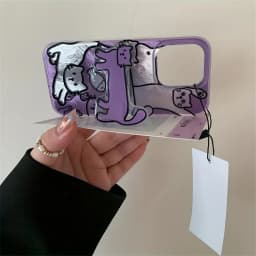 For iPhone 13 Case Perforated Vortex Shell IND Purple Fish Cat Phone Case For iPhone 16 15 14 12 11 Pro Max X XS 7 8 Plus Cover