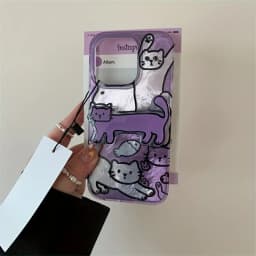 For iPhone 13 Case Perforated Vortex Shell IND Purple Fish Cat Phone Case For iPhone 16 15 14 12 11 Pro Max X XS 7 8 Plus Cover