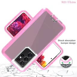 3 IN 1 For Samsung Galaxy S21 S20 S22 S23 S24 S25 S26 Ultra S10 Note 20 10 Heavy Duty Clear Shockproof Hybrid Bumper Case Cover