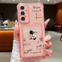 Card Slot Astronaut Case For Samsung Galaxy S26 S24 S23 S22 S25 Ultra S21 FE A18 A17 A27 A37 A57 A15 A25 A16 A36 A56 A55 A54 5G
