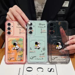 Card Slot Astronaut Case For Samsung Galaxy S26 S24 S23 S22 S25 Ultra S21 FE A18 A17 A27 A37 A57 A15 A25 A16 A36 A56 A55 A54 5G