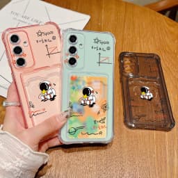 Card Slot Astronaut Case For Samsung Galaxy S26 S24 S23 S22 S25 Ultra S21 FE A18 A17 A27 A37 A57 A15 A25 A16 A36 A56 A55 A54 5G