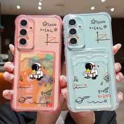 Card Slot Astronaut Case For Samsung Galaxy S26 S24 S23 S22 S25 Ultra S21 FE A18 A17 A27 A37 A57 A15 A25 A16 A36 A56 A55 A54 5G
