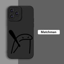 Cute Cartoon Matchman Silicone Phone Case For IPhone 16 15 14 13 Pro Max 12 Mini 11 pro XS XR X 7 8 Plus SE 2020 Case