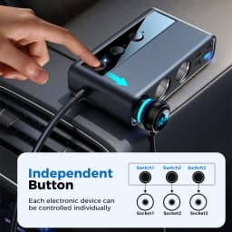 Joyroom 210W 9 in 1 Car Charger Adapter PD 3 Socket Cigarette Lighter Splitter Charge Independent Switches DC Cigarette Outlet