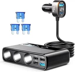 Joyroom 210W 9 in 1 Car Charger Adapter PD 3 Socket Cigarette Lighter Splitter Charge Independent Switches DC Cigarette Outlet