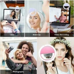 USB Rechargeable LED Selfie Ring Light with Phone Clip Photo Lamps Video Light Photography Ringlight for iPhone Samsung Xiaomi