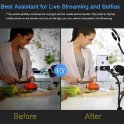 Universal Flexible Mobile Phone Holder with Selfie Ring Light Office Lazy Bracket Desk Lamp LED Light for Live Stream Fill Light
