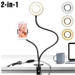 Universal Flexible Mobile Phone Holder with Selfie Ring Light Office Lazy Bracket Desk Lamp LED Light for Live Stream Fill Light