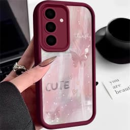 Pink Gradient Butterfly Case For Samsung Galaxy S26 FE S25 S24 S23 Ultra A57A37 A27 A18 A17 A16 A56 A36 A15 A55 A54 Phone Cover