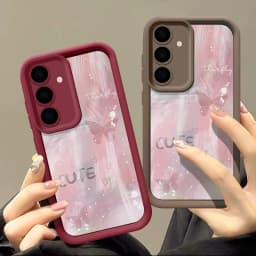 Pink Gradient Butterfly Case For Samsung Galaxy S26 FE S25 S24 S23 Ultra A57A37 A27 A18 A17 A16 A56 A36 A15 A55 A54 Phone Cover