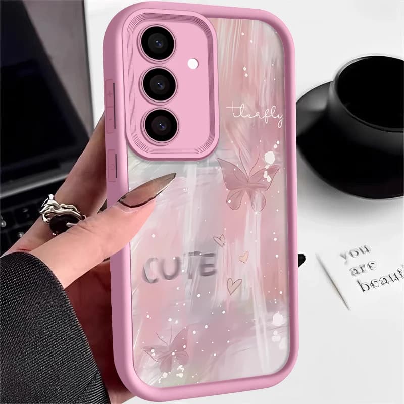 Pink Gradient Butterfly Case For Samsung Galaxy S26 FE S25 S24 S23 Ultra A57A37 A27 A18 A17 A16 A56 A36 A15 A55 A54 Phone Cover