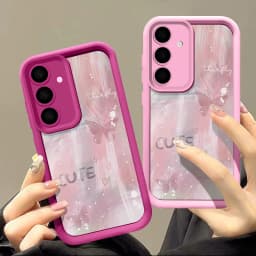 Pink Gradient Butterfly Case For Samsung Galaxy S26 FE S25 S24 S23 Ultra A57A37 A27 A18 A17 A16 A56 A36 A15 A55 A54 Phone Cover