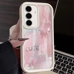 Pink Gradient Butterfly Case For Samsung Galaxy S26 FE S25 S24 S23 Ultra A57A37 A27 A18 A17 A16 A56 A36 A15 A55 A54 Phone Cover