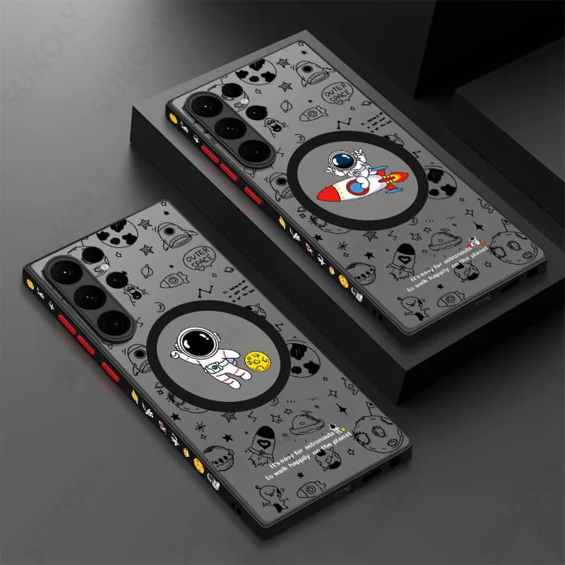 Magnetic Space Astronaut Case For Samsung Galaxy S26 S23 S22 S24 Ultra S21 FE S25 Plus Back Cover For Magsafe Wireless Charge