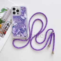 Quicksand Strap Case For Samsung Galaxy S26 Ultra S24 S23 S25 Plus S21 S22 S20 FE Liquid Glitter Flower Crossbody Lanyard Cover