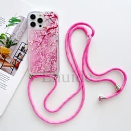 Quicksand Strap Case For Samsung Galaxy S26 Ultra S24 S23 S25 Plus S21 S22 S20 FE Liquid Glitter Flower Crossbody Lanyard Cover